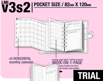 May to July 2024 /Trial [POCKET size v3s2 w/o daily] - Filofax Inserts Refills Printable Binder Planner Midori.