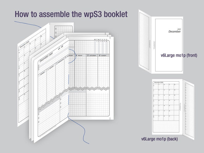 V6large month-on-1-page wpS3 weekly pages / Life Mapping Components Filofax Inserts TN Printables Binder Planner Midori image 2