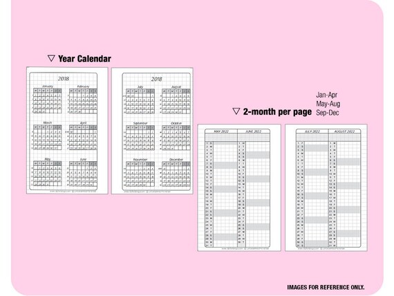 Calendrier 5 ans format de poche 2024 2025 2026 2027 2028 Inserts Recharges  Filofax Binder Colli -  France