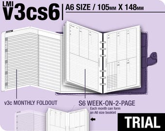 May to July 2024 /Trial [A6 v3cs6 w/o daily] - Filofax Inserts Refills Printable Binder Planner Midori.