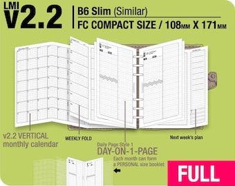 B6slim FCC Size, v2.2 set with ds1 do1p (PDF Download) / May 2026 to April 2027 / Filofax Planner Inserts & booklet