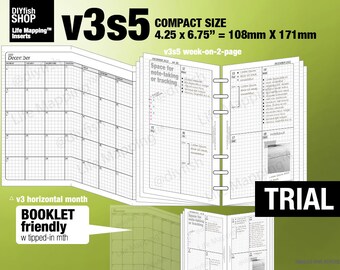 May to July 2024 /Trial [FC compact / B6 slim v3s5 w/o DAILY ] - Filofax Inserts Refills Printable Planner Midori