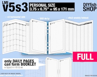 FULL [PERSONAL v5s3 w DS5 do1p] May 2024 to April 2025 - Filofax Inserts Refills Printable Binder Planner Midori.