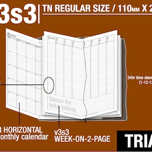 Könnte beinhalten: Ein weißer Papierplaner mit braunem Einband, mit einem horizontalen Monatskalender und einem Wochen-auf-2-Seiten-Layout. Der Planer enthält einen 24-Stunden-Zeitstempel und Platz für Notizen. Größe: 11 cm x 21 cm.