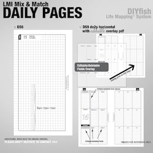 Mix & Match DAILY pages / Life Mapping Components Filofax Inserts TN Printables Binder Planner Midori image 8