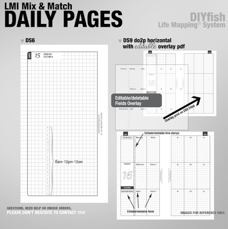 Mix & Match DAILY pages / Life Mapping Components Filofax Inserts TN Printables Binder Planner Midori image 8