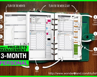 Personal size, Small Project Management Inserts (PDF Download) / May to July 2026 / Filofax Planner Inserts & booklet