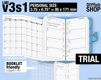 Personal Size, v3s1 set / August to October 2026 / Monthly & weekly (PDF Download) / Filofax Planner Inserts and booklet