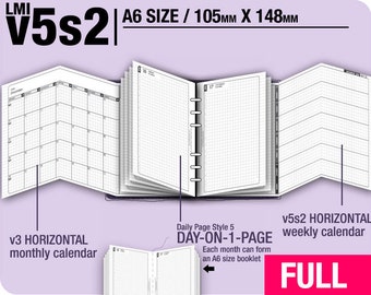 FULL [A6 v5s2 w DS5 do1p] May 2024 to April 2025 - Filofax Inserts Refills Printable Binder Planner Midori.