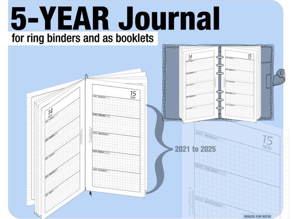 Buy 5-YEAR JOURNAL: Diary for Daily Journal Writing personal 2024 2028  filofax Inserts Refills Printable Binder Planner TN Online in India 