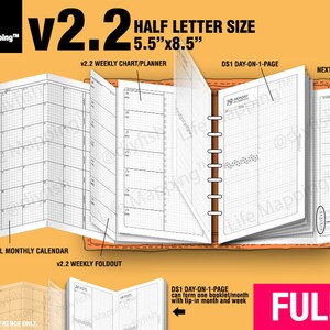 Tamaño media carta, versión 2.2, con ds1 do1p / Octubre de 2026 a septiembre de 2027 / Insertos y folleto para agenda Filofax
