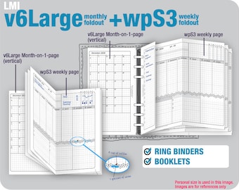 V6large month-on-1-page + wpS3 weekly pages / Life Mapping Components - Filofax Inserts TN Printables Binder Planner Midori