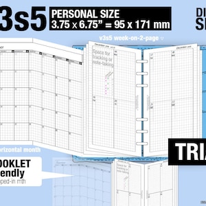 Personal Size, v3s5 set / April to June 2026 / Monthly & weekly (PDF Download) / Filofax Planner Inserts and booklet