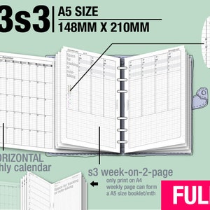 FULL [A5 v3s3 w/o daily] May 2024 to April 2025 - Filofax Inserts Refills Printable Binder Planner Midori.