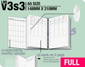 FULL [A5 v3s3 w/o daily] May 2024 to April 2025 - Filofax Inserts Refills Printable Binder Planner Midori.