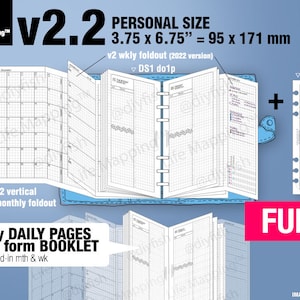 FULL [PERSONAL v2.2 w ds1 do1p] May 2024 to April  2025 - DIYfish Filofax Inserts Refills Printable Binder Planner Midori.