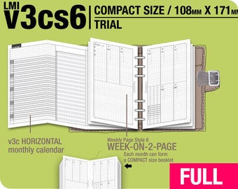 FULL [FC compact / B6 slim v3cs6 w/o DAILY ] May 2024 to April 2025 - Filofax Inserts Refills Printable Binder Planner Midori