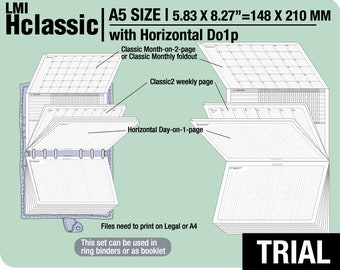 A5 Size, Hclassic with horizontal do1p (PDF Download) / September to November 2026 / Filofax Planner Inserts