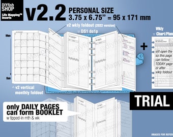 Personal Size v2.2 set with ds1 do1p/ May to July 2026 /Monthly Weekly&daily(PDF Download) /Filofax PlannerInsertsbooklet