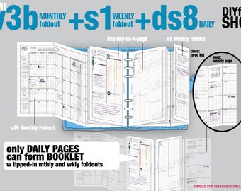 v3b monatliche Ausklappblätter + s1 wöchentliche Ausklappblätter + ds8 Tagesseiten / Life Mapping Components – Filofax Inserts TN Printables Binder Planner Midori