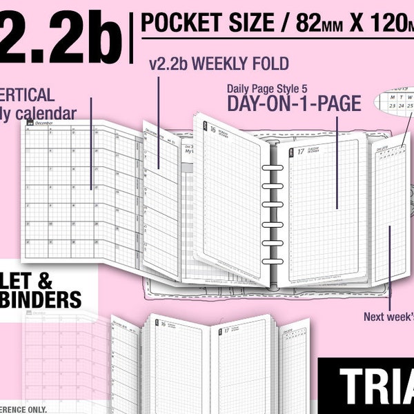 May to July 2024 /Trial [POCKET size v2.2b w DS5 do1p] - Filofax Inserts Refills Printable Binder Planner Midori.