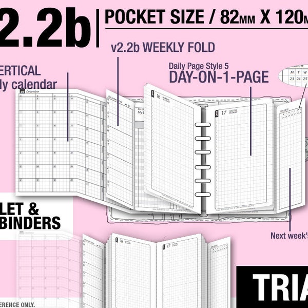 Mai bis Juli 2024/Testversion [Taschenformat v2.2b mit DS5 do1p] – Filofax-Einlagen, Nachfüllungen, druckbarer Binder-Planer Midori.