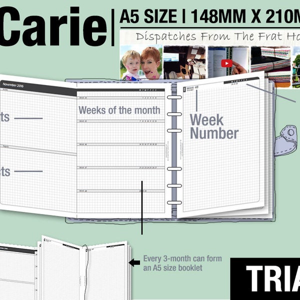 May to July 2024 /Trial [A5 vCarie Weekly Planner] - Filofax Inserts Refills Printable Binder Planner Midori.