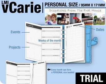 Personal Size, vCarie set / May to July 2026 / Monthly & weekly (PDF Download) / Filofax Planner Inserts and booklet