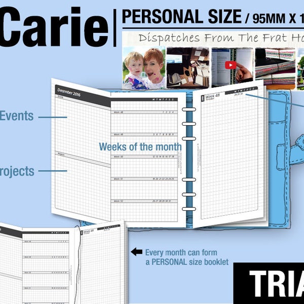 May to July 2024 /Trial [PERSONAL vCarie Weekly Planner] -Filofax Inserts Refills Printable Binder Planner Midori.
