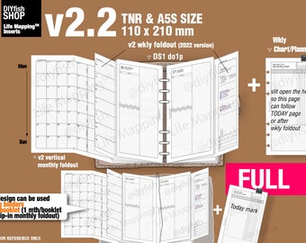 FULL [TNR A5s v2.2 w DS1 do1p] May 2024 to April 2025 - Midori Travelers Notebook Ring binder Refills Printable Planner.