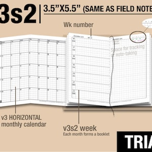 Trial [FIELD NOTES v3s2 w/o daily] September to November 2025 - Midori Travelers Notebook Refills Printable Planner.