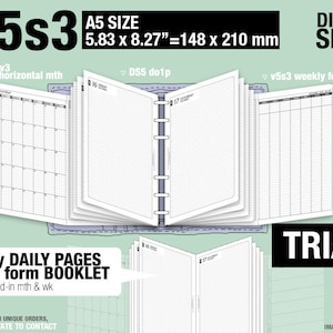 A5-storlek, v5s3 med ds5 do1p-set / september till november 2026 / Månads- och veckovis (PDF-nedladdning) / Filofax-kalenderinlägg