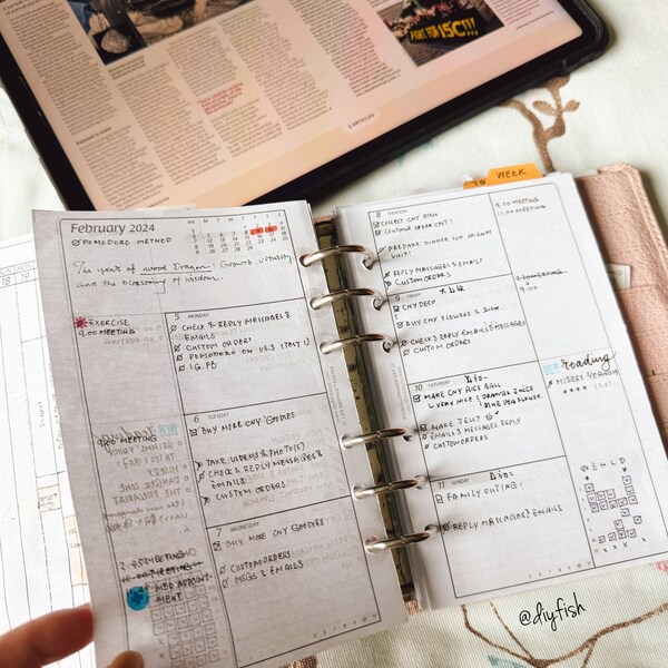 V3.3 monthly foldout + s1b week-on-2-page / Life Mapping Components - Filofax Inserts TN Printables Binder Planner Midori