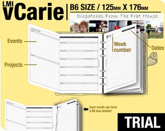 May to July 2024 /Trial [B6 vCarie Weekly Planner] - Filofax Inserts Refills Printable Binder Planner Midori.