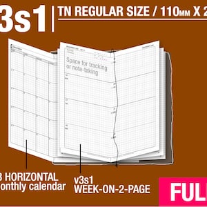 FULL [TN regular v3s1 w/o DAILY] September 2025 to August 2026 - Midori Travelers Notebook Refills Printable Planner.