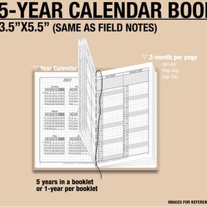 FIELD NOTES 5-year Calendar Book 2026 2027 2028 2029 2030 - Inserts Refills Filofax Binder Collins