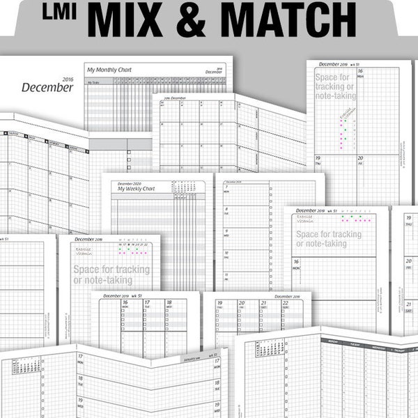 MIX & MATCH -  Life Mapping Components / Charts and more - Filofax Inserts Refills Printable Binder Planner Midori