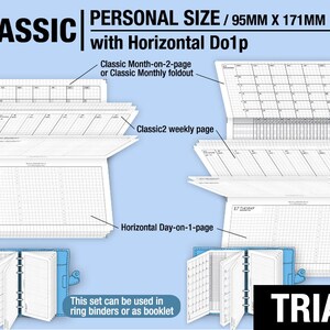 May to July 2024 /Trial personal / Classic with Horizontal do1p Filofax Refills Printable Binder Planner image 2