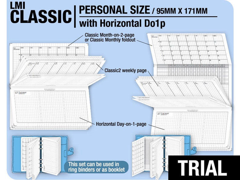 May to July 2024 /Trial personal / Classic with Horizontal do1p Filofax Refills Printable Binder Planner image 2