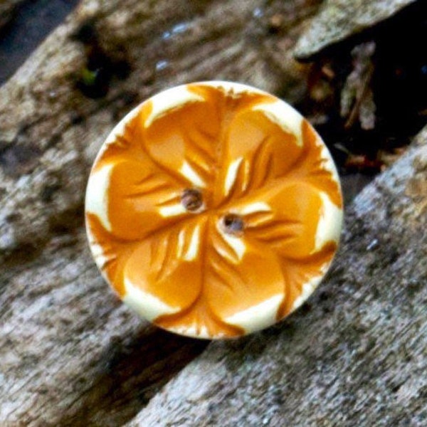 Vintage Flower Button Verstelbare Ring, Bruin, Bouton, Zomer, Bague, Sable, Geschilderd, Bloem