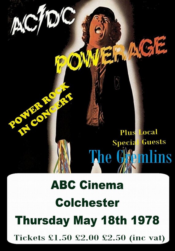 Acdc Vintage Concert Poster Abc Cinema Colchester Uk 1978 Etsy