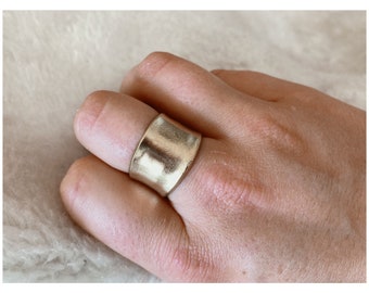 Sufjan Cuff Ring — Raw brass polished flat shield statement ring boho modern lagom golden warm adjustable simple curated dainty unisex