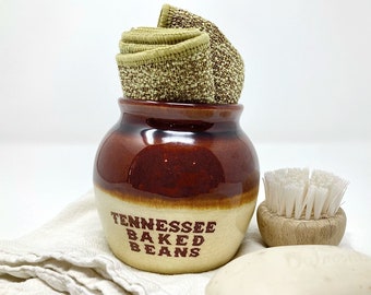 TN Baked Beans Jar — vintage ombré  summer brown jug pot beige Tennessee neutral MCM midcentury mod neutral retro spout home decor canister