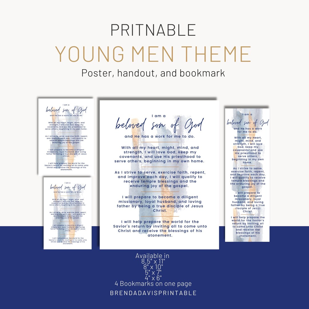 Printable Young Men Theme Wall Art Decor Young Men Theme Etsy