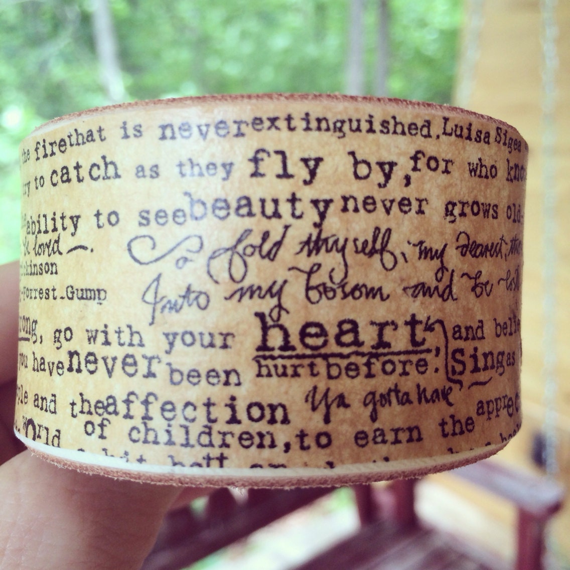 Script Leather Cuff Etsy