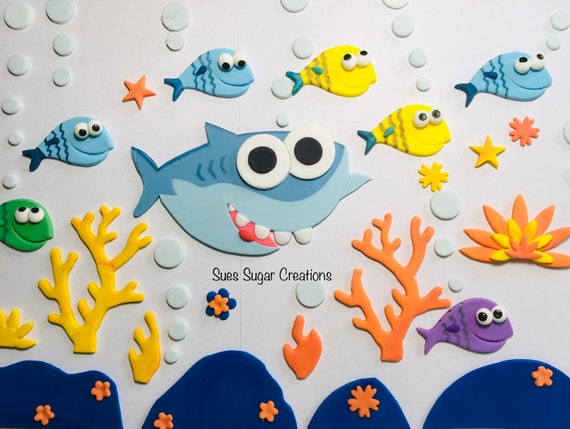 Baby Shark Fondant Cake Decorations Etsy