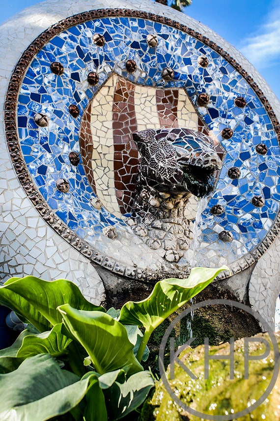 Water Fountain Parc Guell Barcelona Spain Colour Etsy Water Fountain Parc Guell Barcelona Spain Colour Etsy