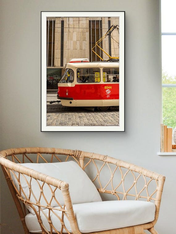 Prague Tram Photo Print: Vintage Czech Republic Travel Photography