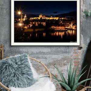 Prague Print, St Vitus Cathedral, Travel Print Prague, Wall Art Prague, Charles Bridge, Prague City Wall Art, Night Lighting Photography