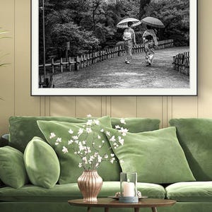 Black and White Kimono Art Print: Kanazawa Park, Japan